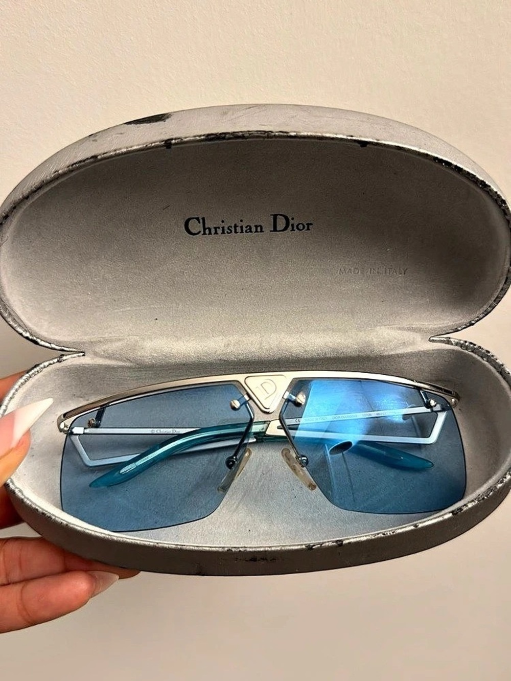 Vintage Christian Dior Diorissimo 2 Shield Sunglasses Blue. cheaper on red app